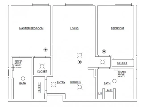 Floor plan for 2 beds, 2 baths, 872 sqft